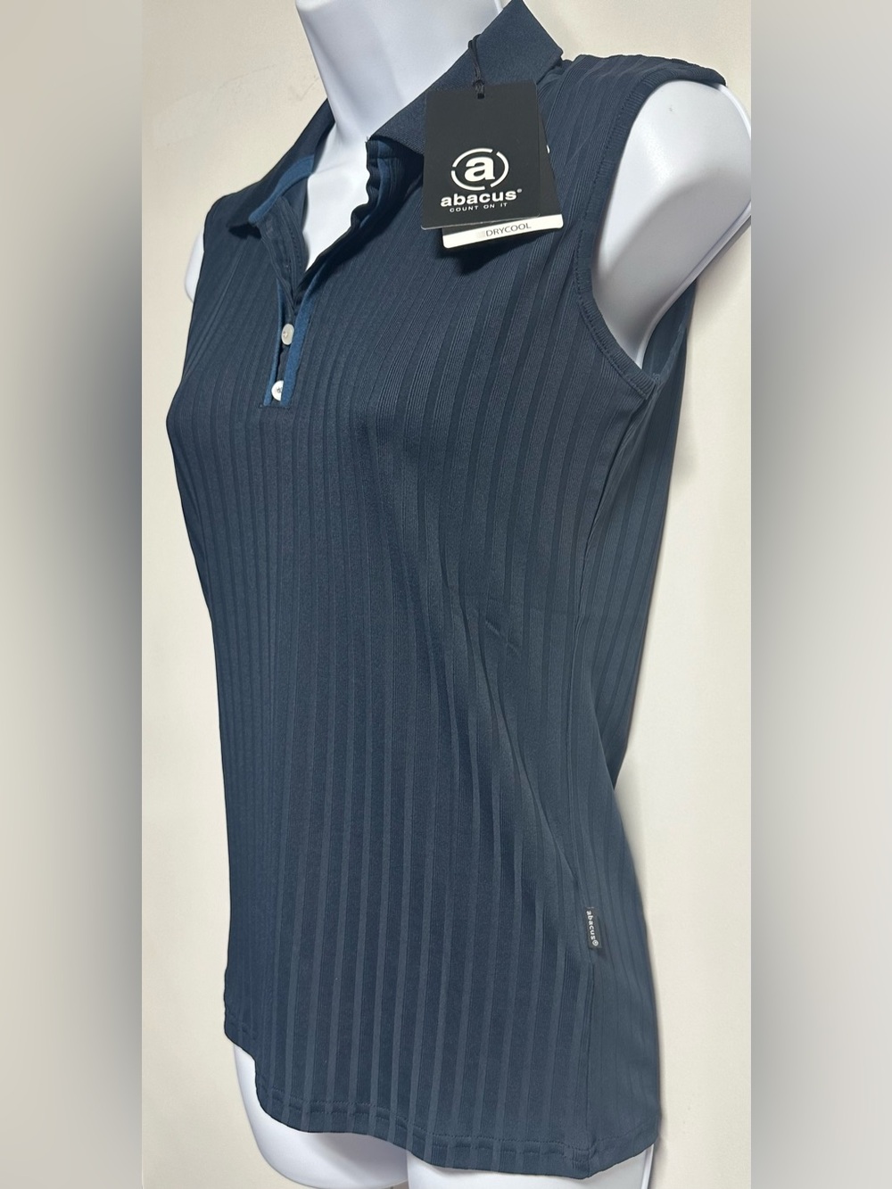 Abacus Pebble Sleeveless Ladies Polo Navy Top NWT